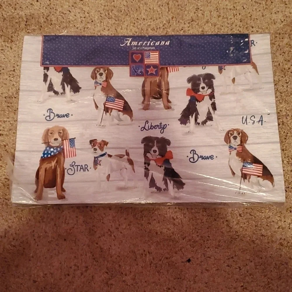 Americana Patriotic Doggie Placemats Set of 4